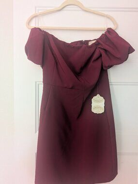 Altard State burgundy dress with puff sleeves size medium